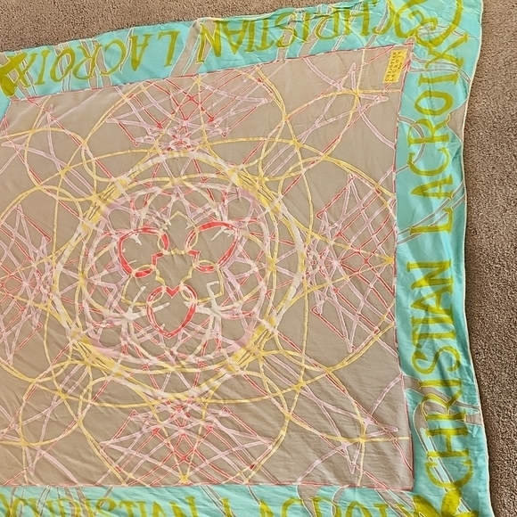 Vintage Christian Lacroix Paris Silk Scarf Sheer with Hearts - Picture 8 of 16
